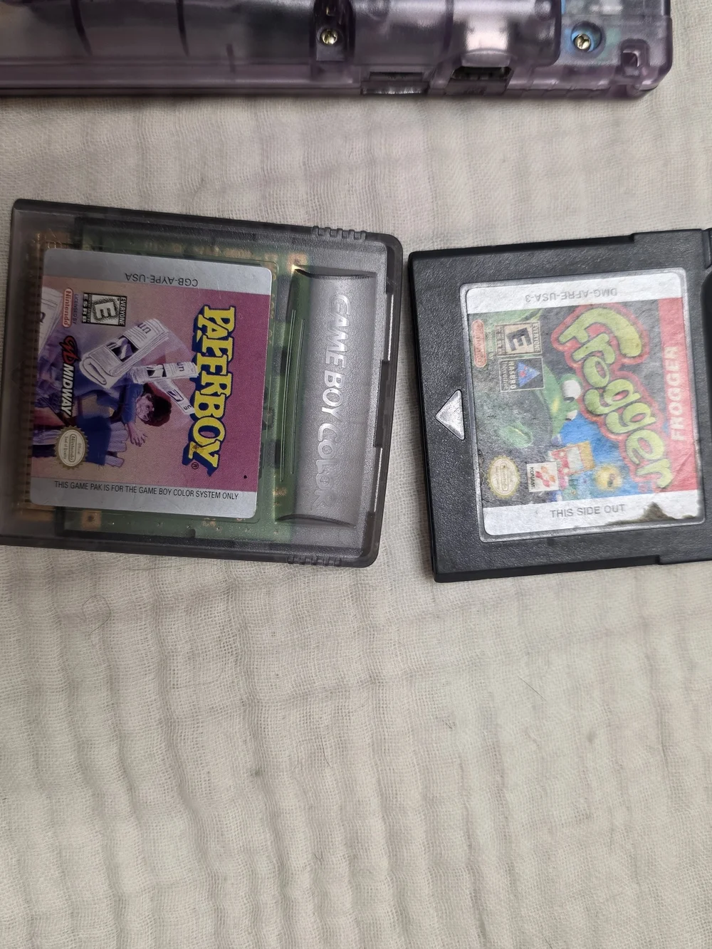 Nintendo Game Boy Color Purple Transparent with Paperboy Cartridge